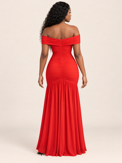 Elara Off-Shoulder Ruched Mermaid Maxi Dress
