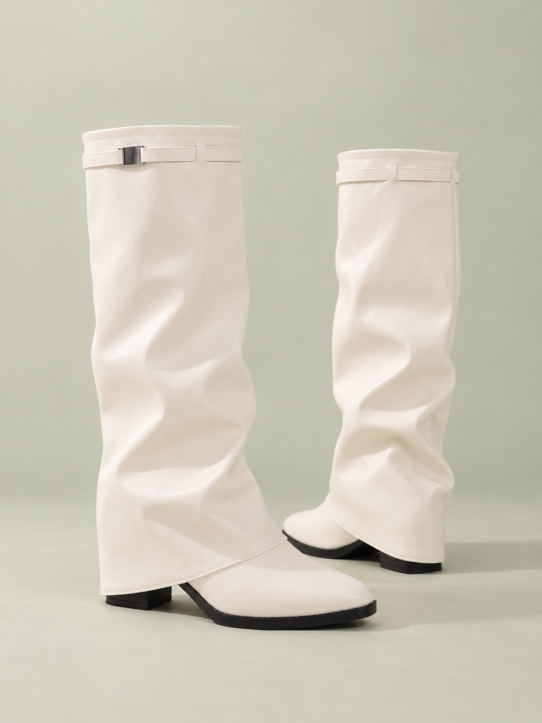 Slouch Pointed-Toe Block-Heel Boots