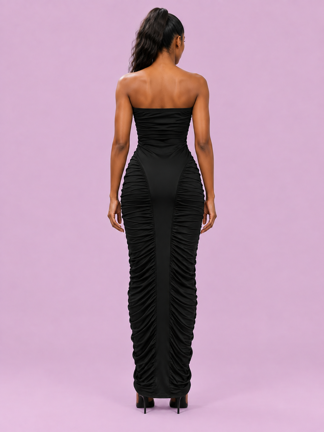 Solène Strapless Ruched Maxi Dress