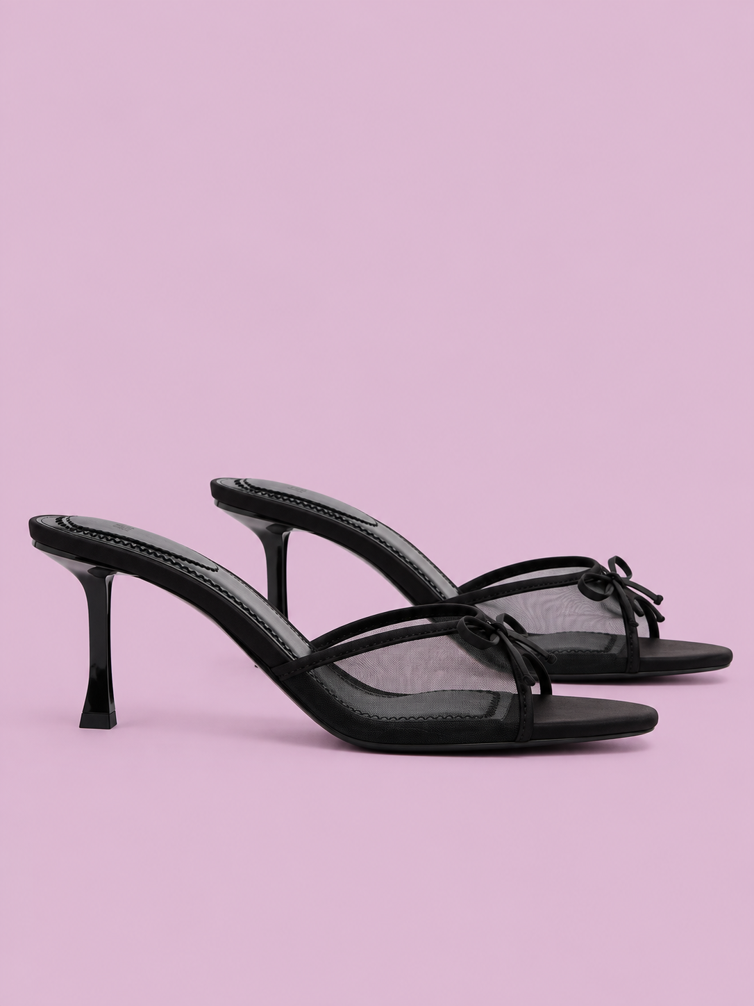 Amélie Bow Mesh Stiletto Mules