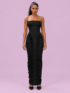 Solène Strapless Ruched Maxi Dress