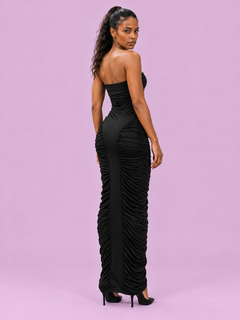 Solène Strapless Ruched Maxi Dress