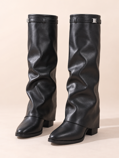 Slouch Pointed-Toe Block-Heel Boots