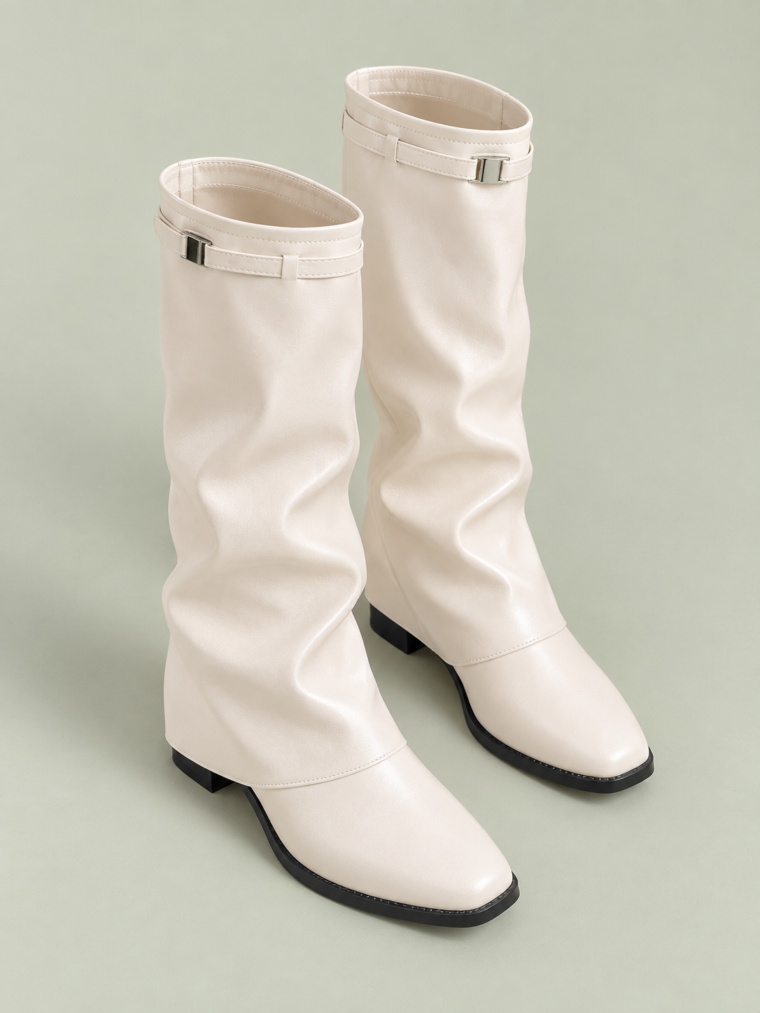 Slouch Pointed-Toe Block-Heel Boots