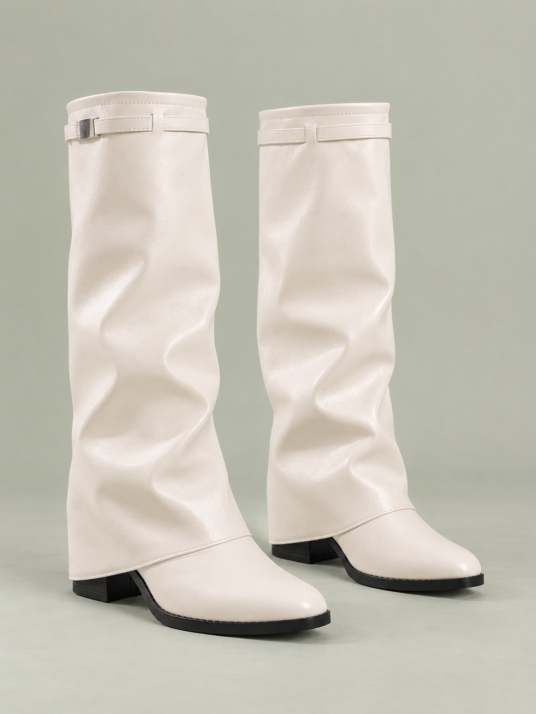 Slouch Pointed-Toe Block-Heel Boots