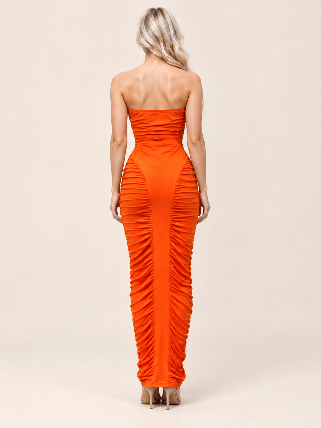 Solène Strapless Ruched Maxi Dress