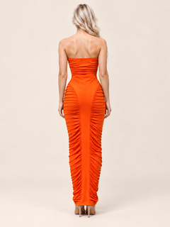 Solène Strapless Ruched Maxi Dress
