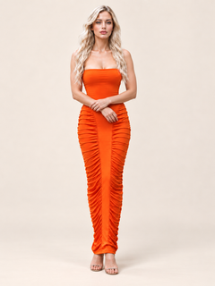 Solène Strapless Ruched Maxi Dress