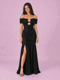 Elara Off-Shoulder Ruched Mermaid Maxi Dress