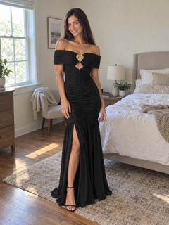 Elara Off-Shoulder Ruched Mermaid Maxi Dress