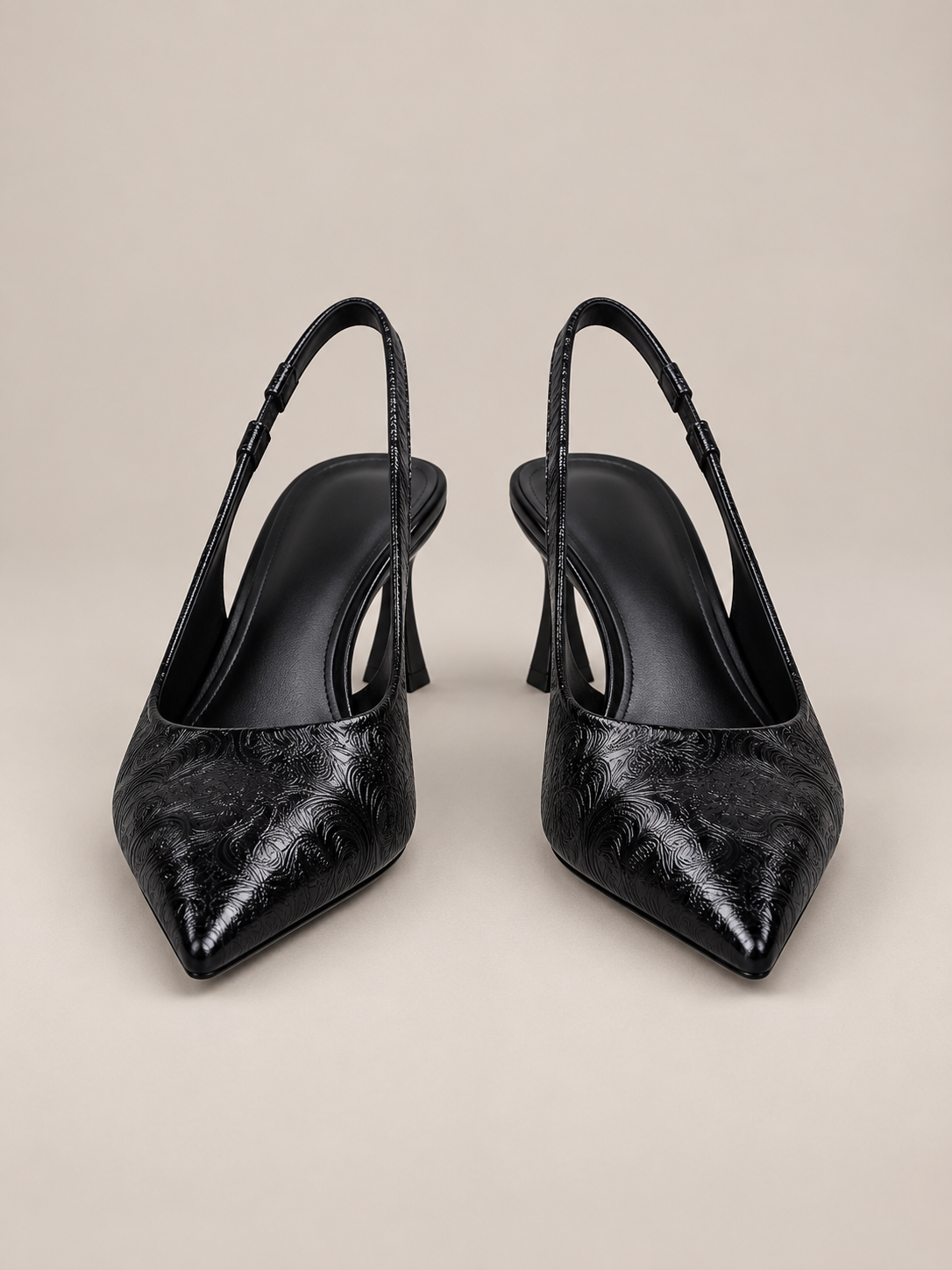 Élodie Embossed Point-Toe Slingback Pumps
