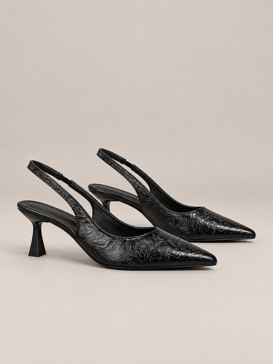 Élodie Embossed Point-Toe Slingback Pumps