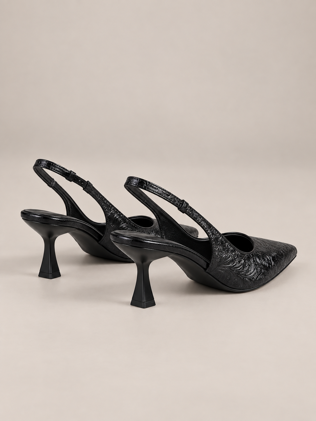 Élodie Embossed Point-Toe Slingback Pumps