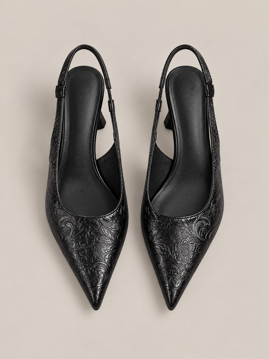Élodie Embossed Point-Toe Slingback Pumps