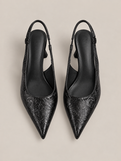 Élodie Embossed Point-Toe Slingback Pumps