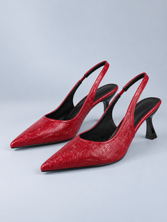 Élodie Embossed Point-Toe Slingback Pumps