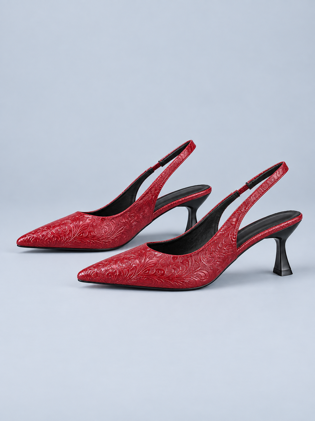 Élodie Embossed Point-Toe Slingback Pumps
