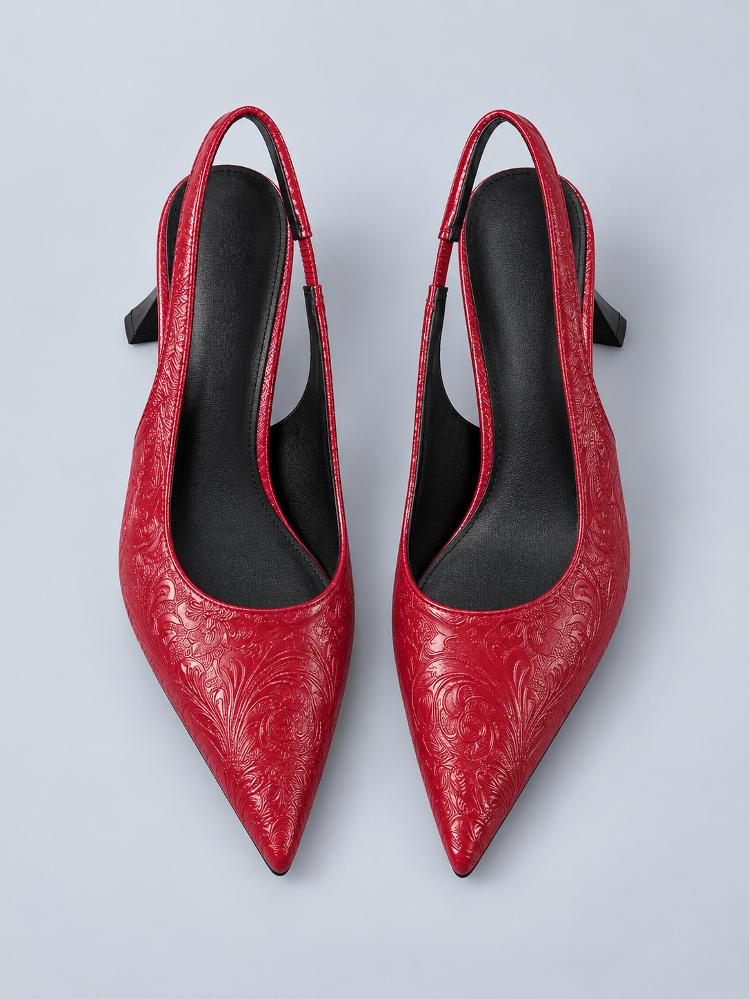 Élodie Embossed Point-Toe Slingback Pumps