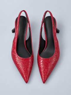 Élodie Embossed Point-Toe Slingback Pumps