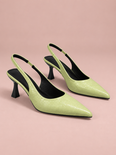 Élodie Embossed Point-Toe Slingback Pumps