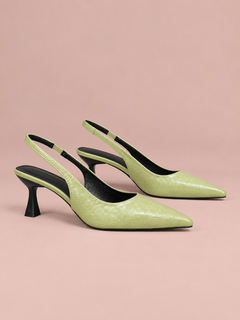 Élodie Embossed Point-Toe Slingback Pumps