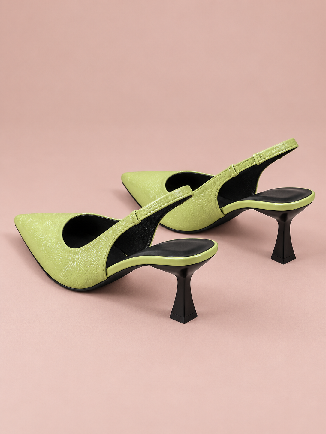 Élodie Embossed Point-Toe Slingback Pumps
