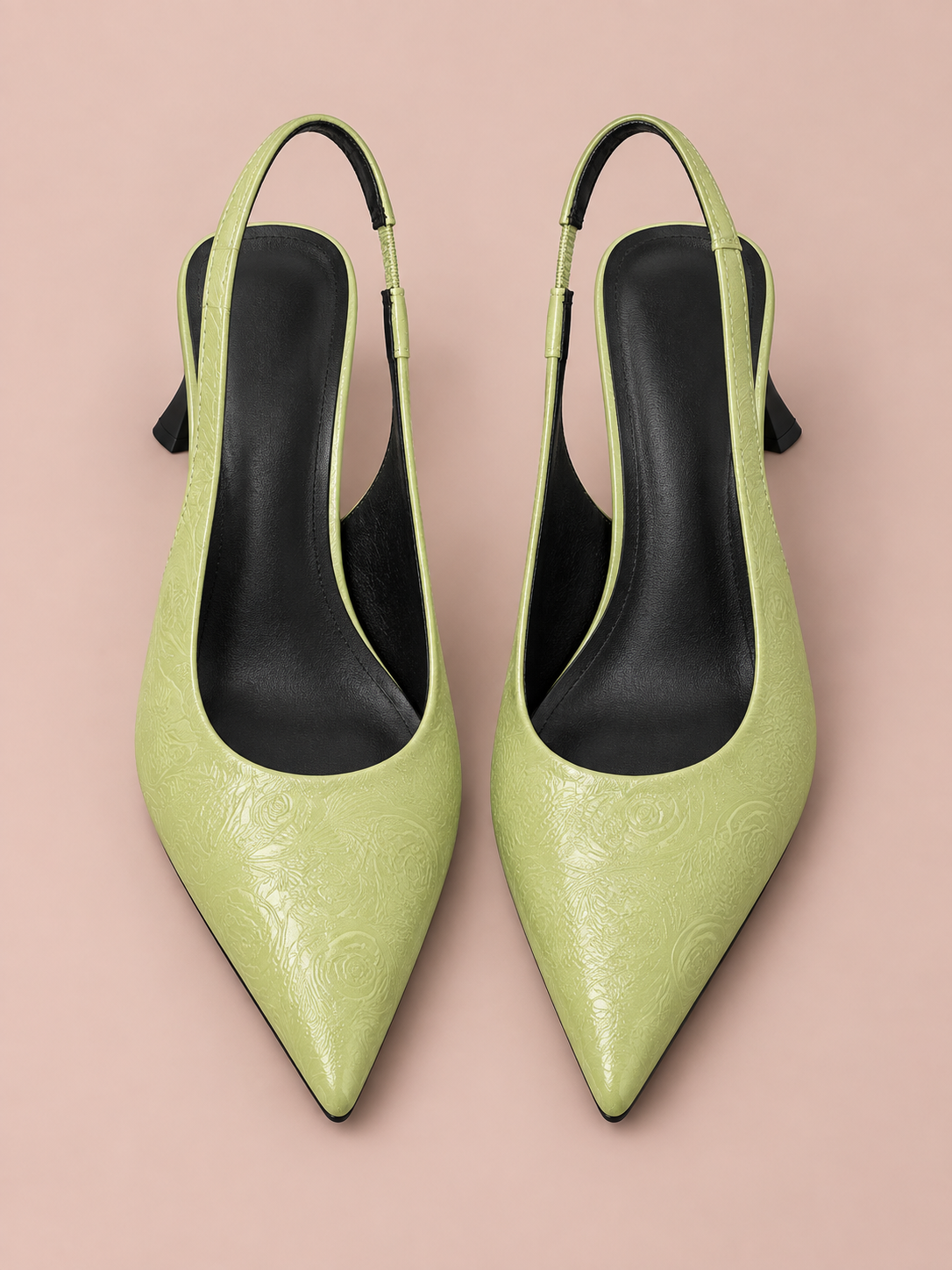 Élodie Embossed Point-Toe Slingback Pumps