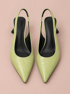 Élodie Embossed Point-Toe Slingback Pumps