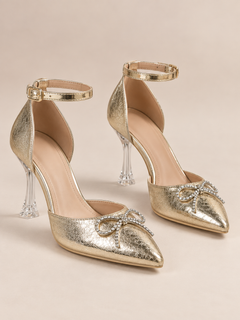 Celeste Rhinestone Bow Point-Toe Pumps