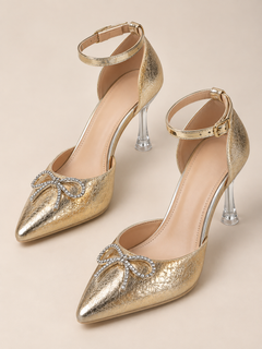 Celeste Rhinestone Bow Point-Toe Pumps