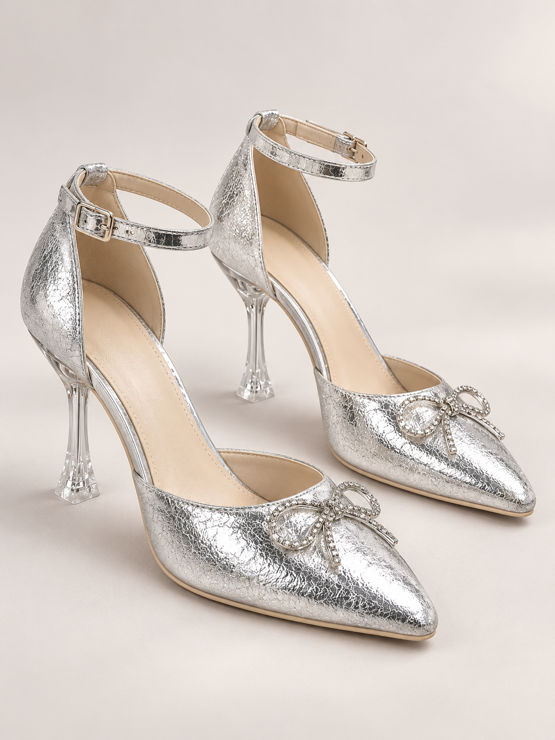 Celeste Rhinestone Bow Point-Toe Pumps