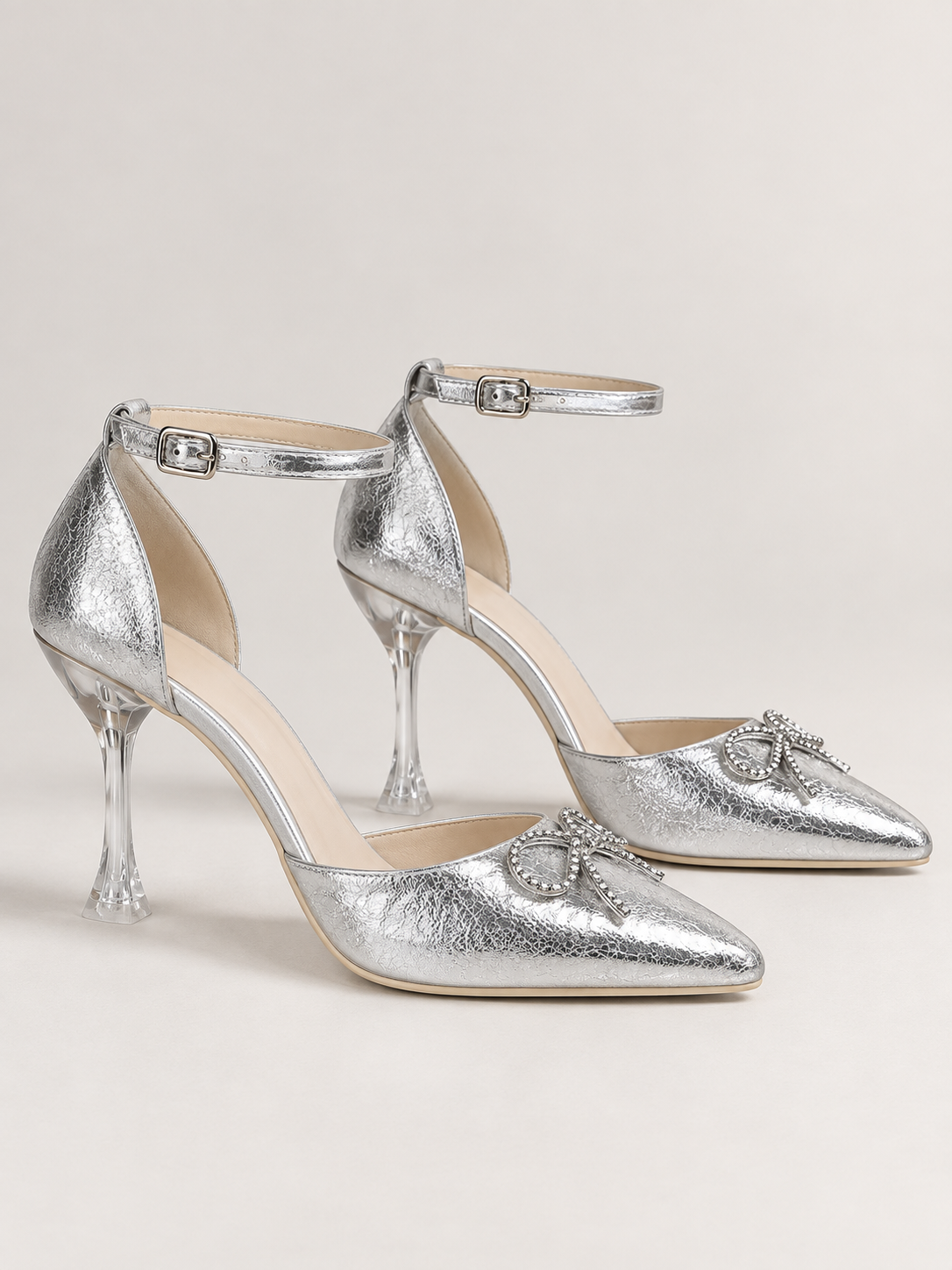 Celeste Rhinestone Bow Point-Toe Pumps