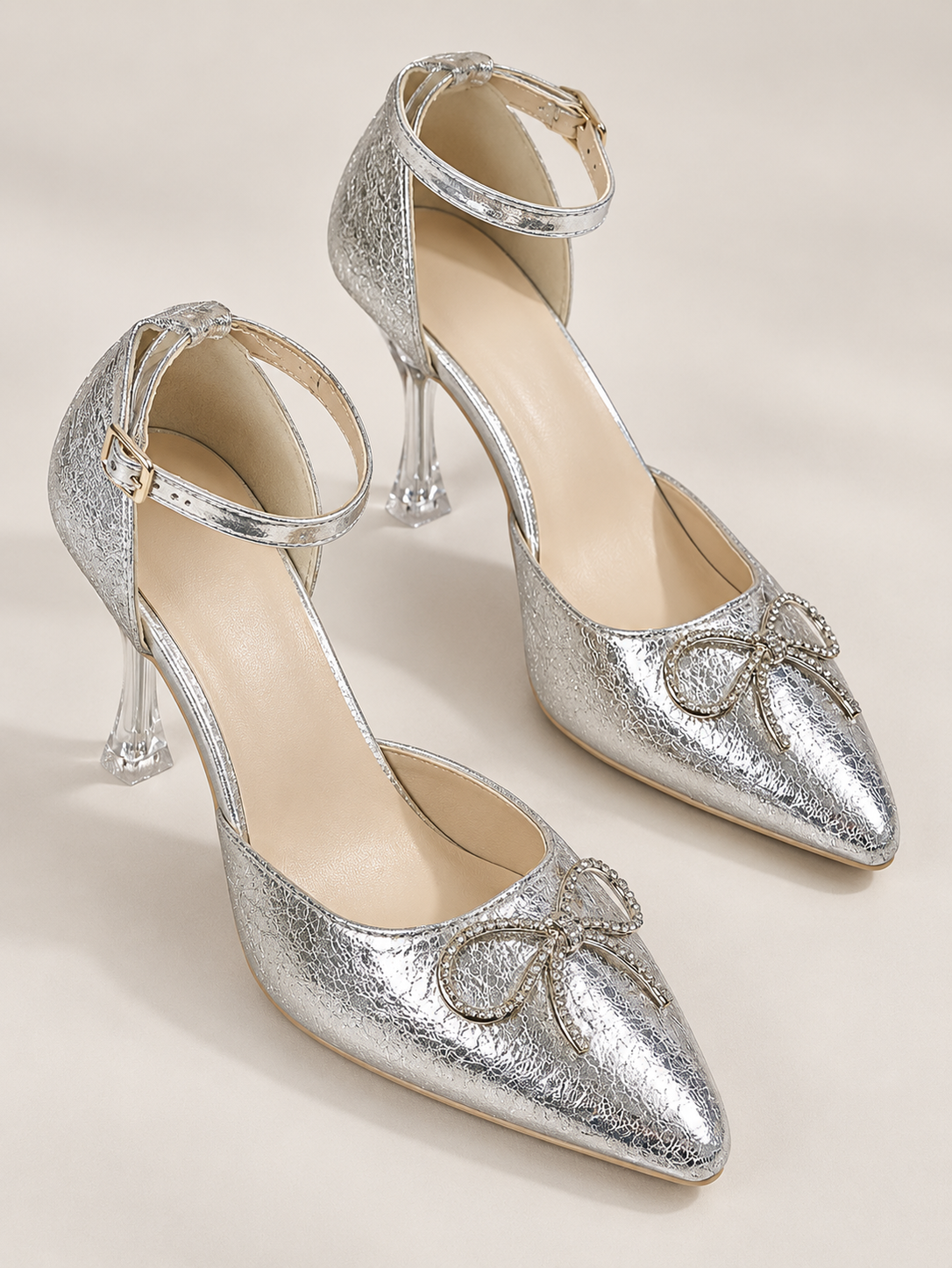 Celeste Rhinestone Bow Point-Toe Pumps