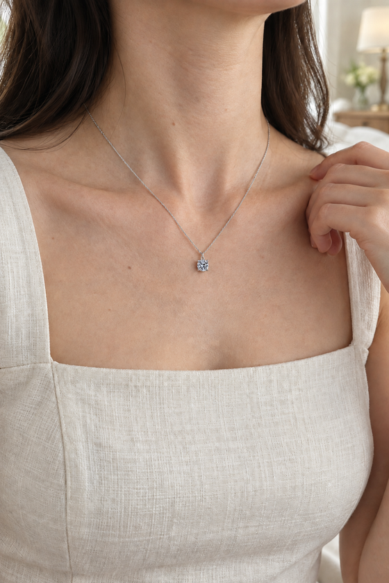 Solene 1 Carat Moissanite Sterling Silver Necklace