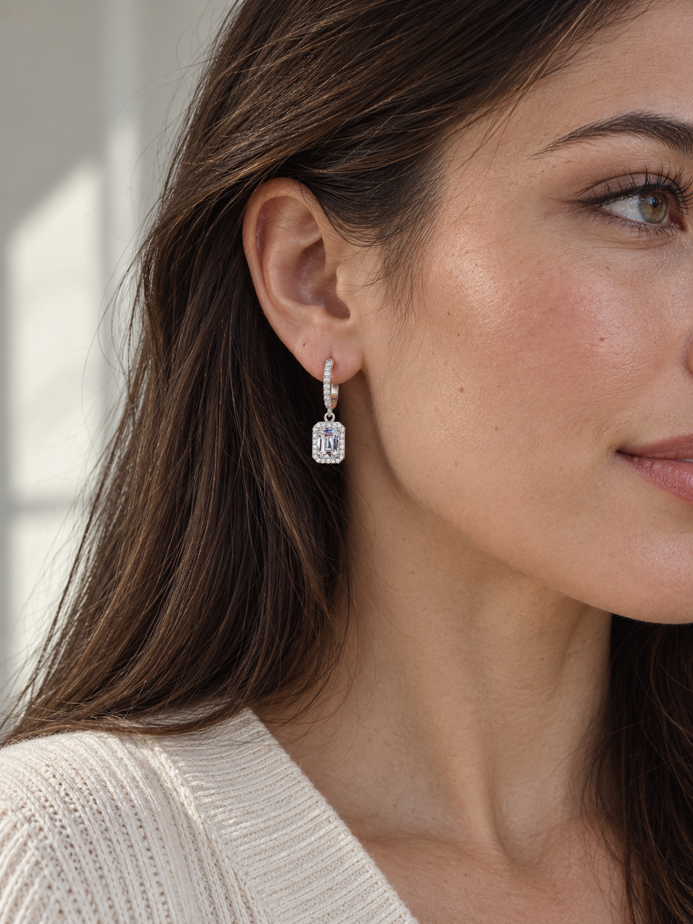 1 Carat 925 Sterling Silver Moissanite Drop Earrings