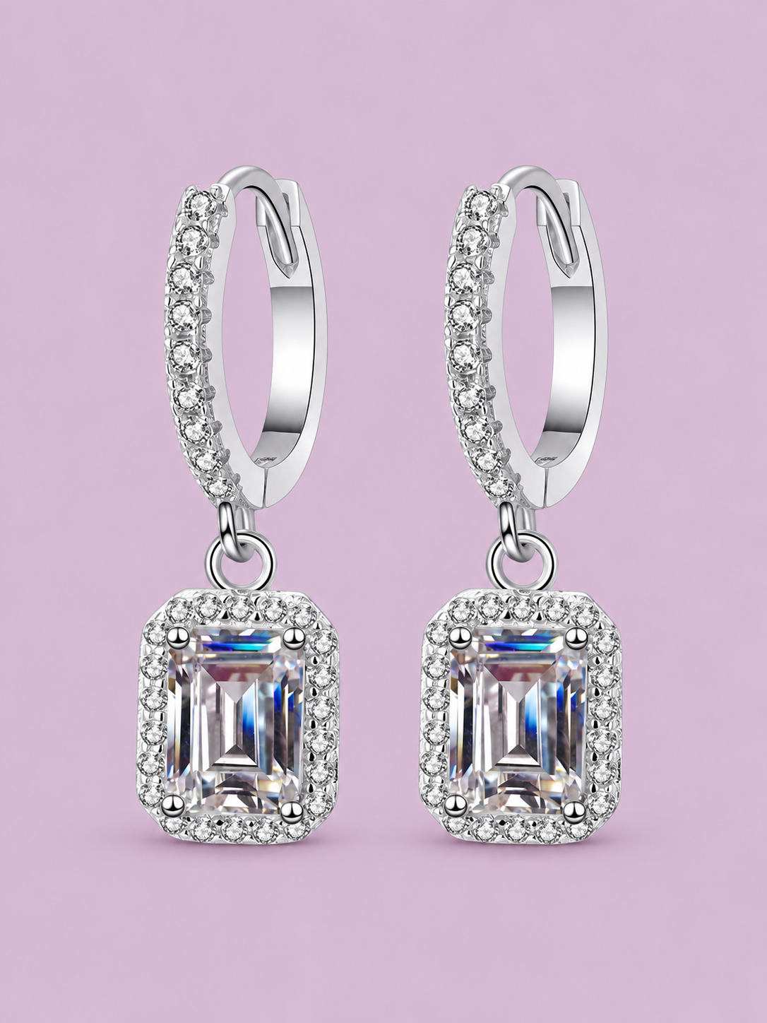 1 Carat 925 Sterling Silver Moissanite Drop Earrings
