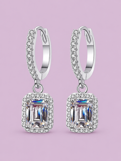 1 Carat 925 Sterling Silver Moissanite Drop Earrings