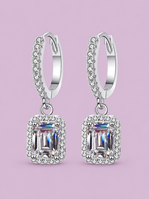 1 Carat 925 Sterling Silver Moissanite Drop Earrings