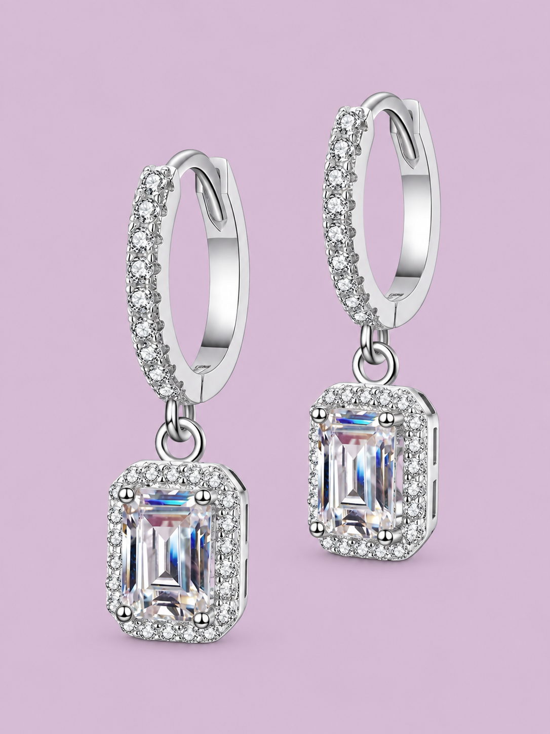 1 Carat 925 Sterling Silver Moissanite Drop Earrings