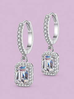1 Carat 925 Sterling Silver Moissanite Drop Earrings
