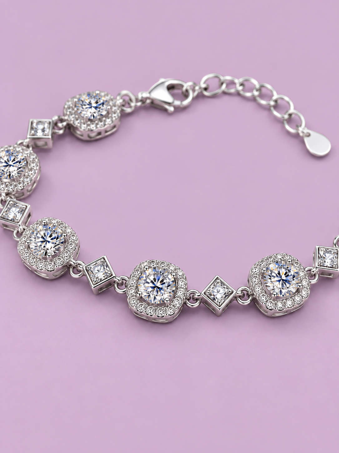 Aveline 4 Carat Moissanite Sterling Silver Bracelet