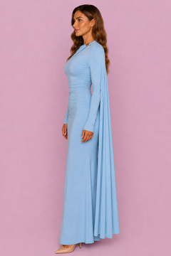 Alessia Ruched Cape Maxi Dress