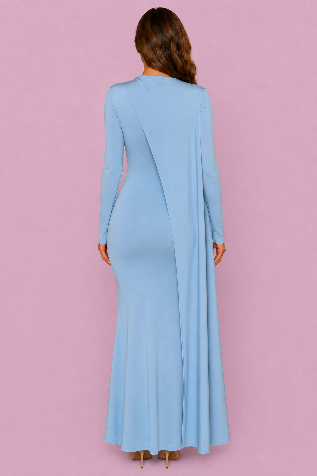 Alessia Ruched Cape Maxi Dress