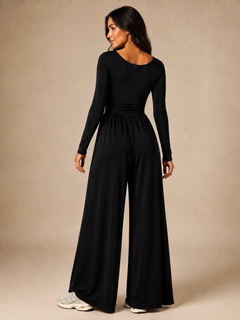 Ruched Wide-Leg Jumpsuit