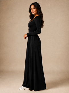 Ruched Wide-Leg Jumpsuit