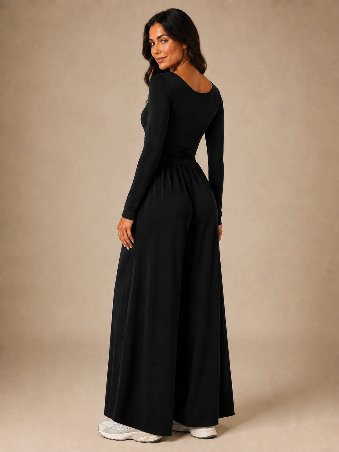 Ruched Wide-Leg Jumpsuit