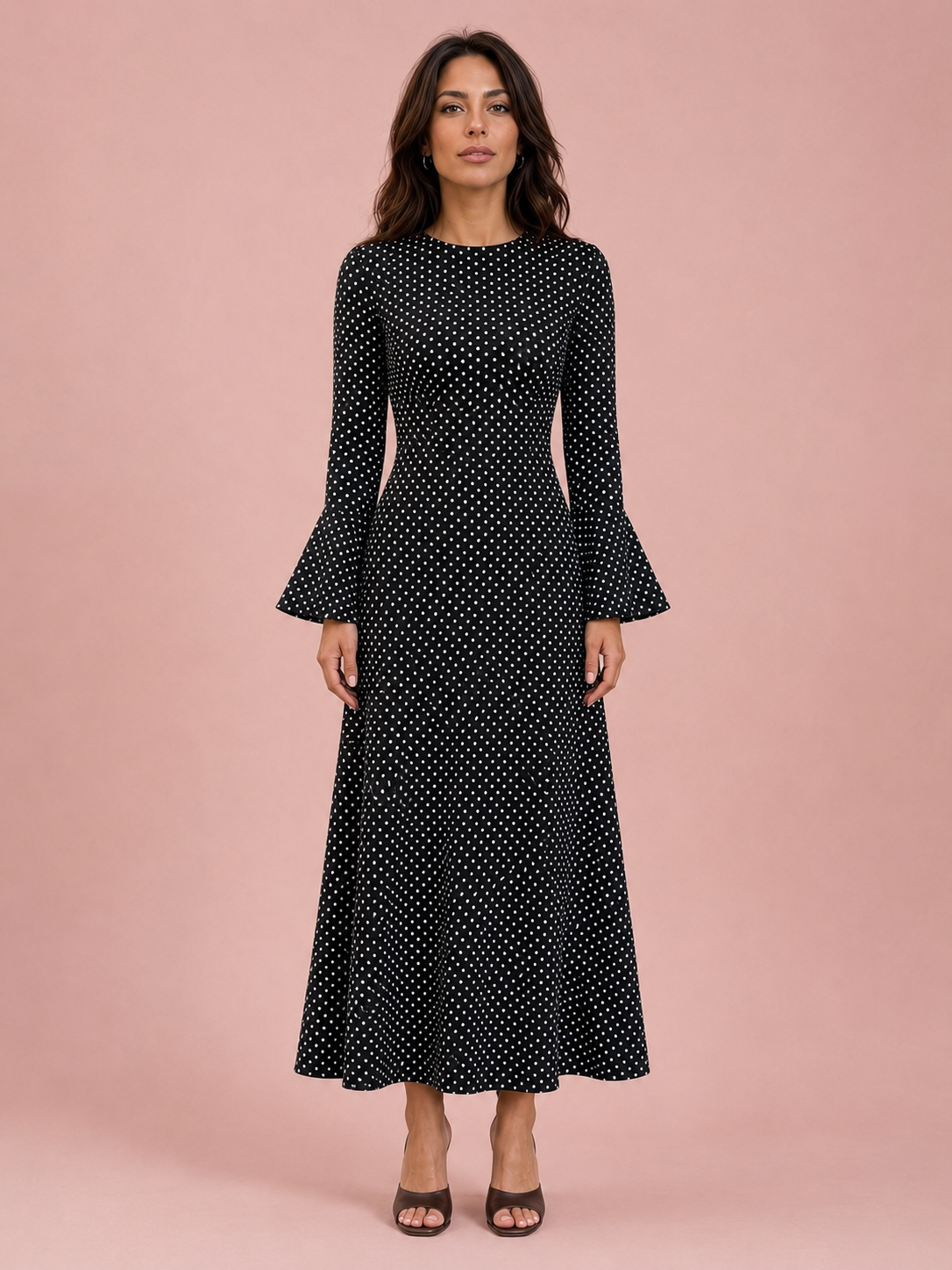 Open-Back Polka Dot Maxi Dress