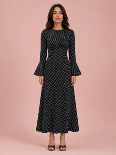Open-Back Polka Dot Maxi Dress