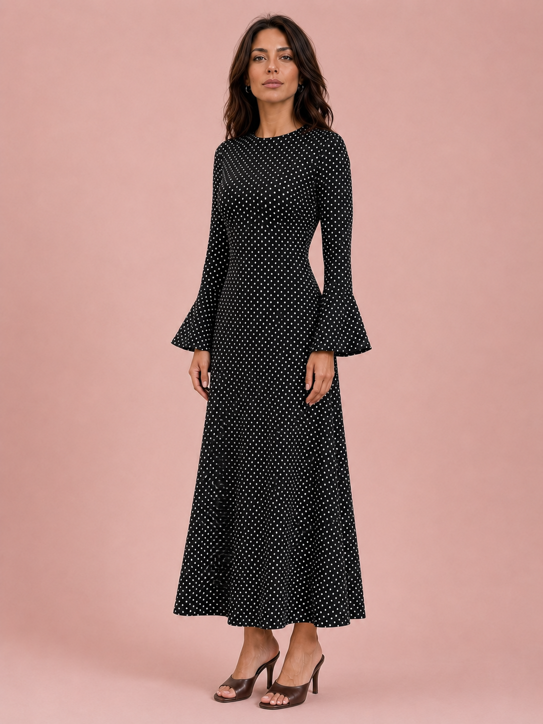Open-Back Polka Dot Maxi Dress