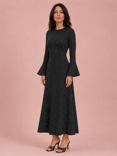 Open-Back Polka Dot Maxi Dress